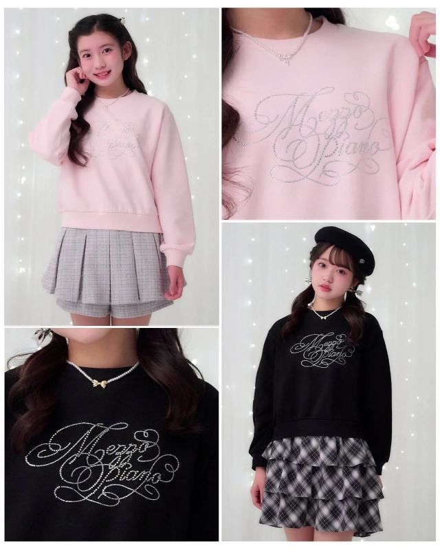 メゾピアノのトレーナーを着た2人の女の子