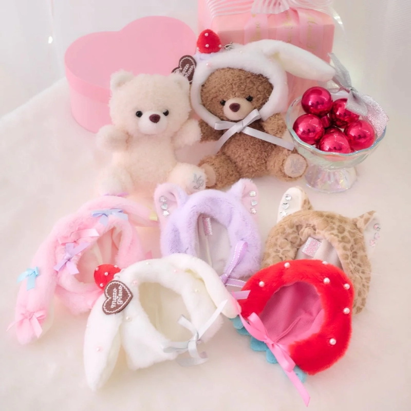 テディベアとミニチュア動物耳帽子