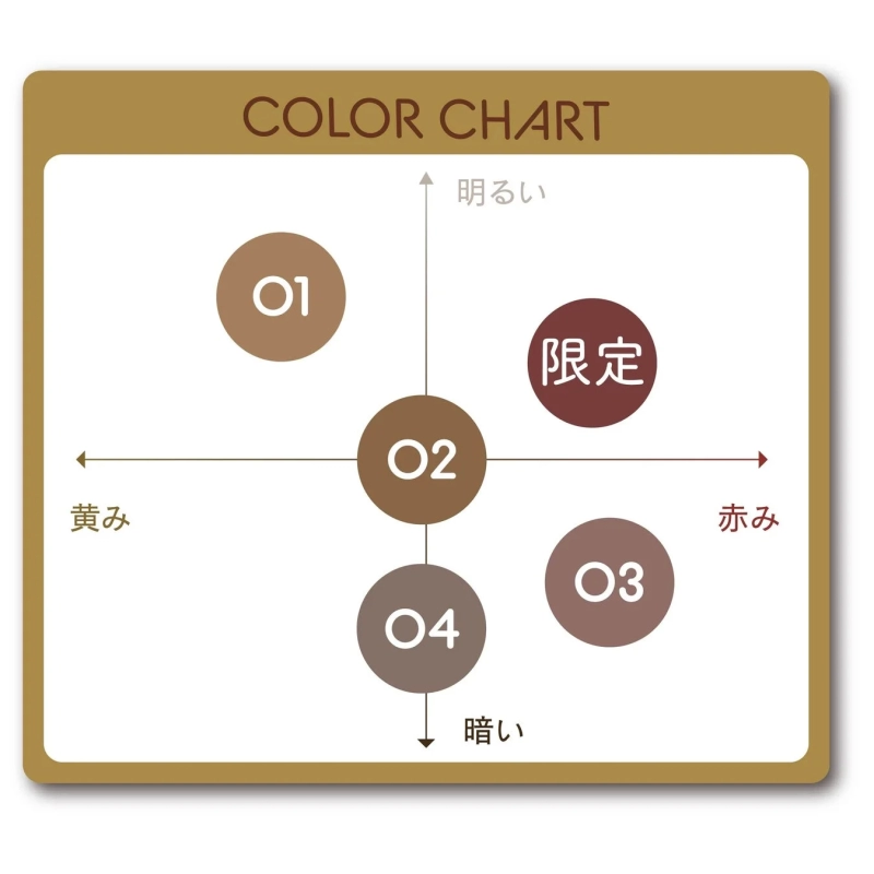COLOR CHART 01 02 03 04 明るい 限定 黄み 赤み 暗い