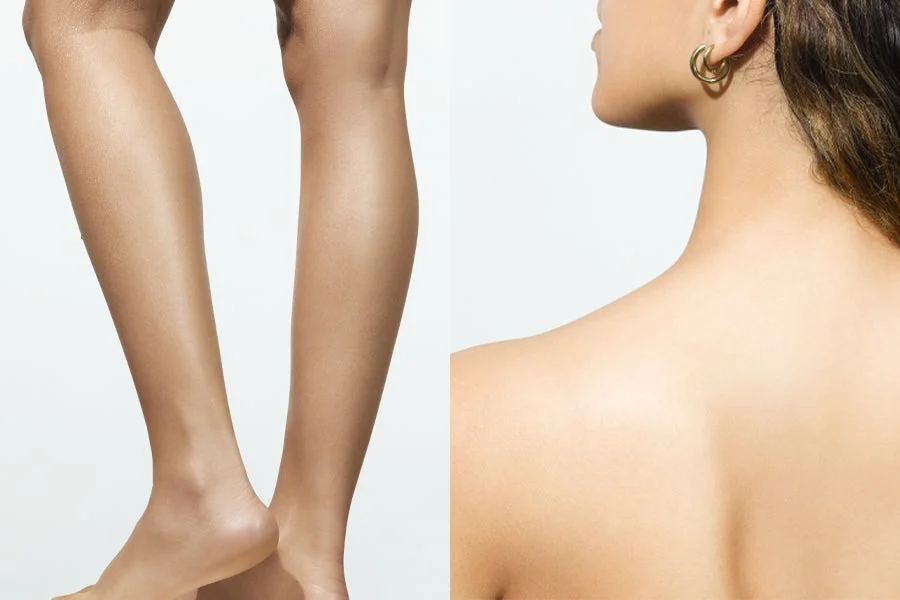 女性の脚と背中