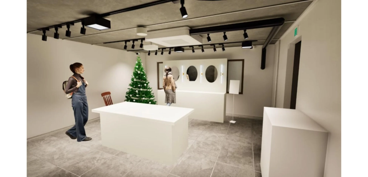 店内、クリスマスツリー