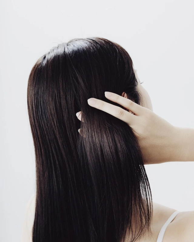 艶やかな髪の女性の後ろ姿