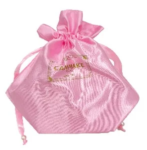 CANMAKE TOKYOのロゴ入りピンクサテン巾着ポーチ
