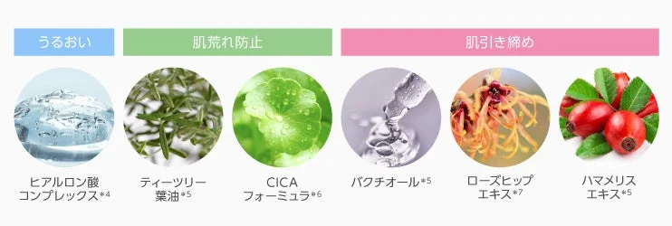 肌のうるおい、肌荒れ防止、肌引き締め効果の美容成分