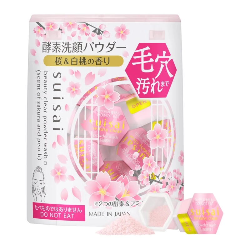 Suisaiの桜と白桃の香りの酵素洗顔パウダー