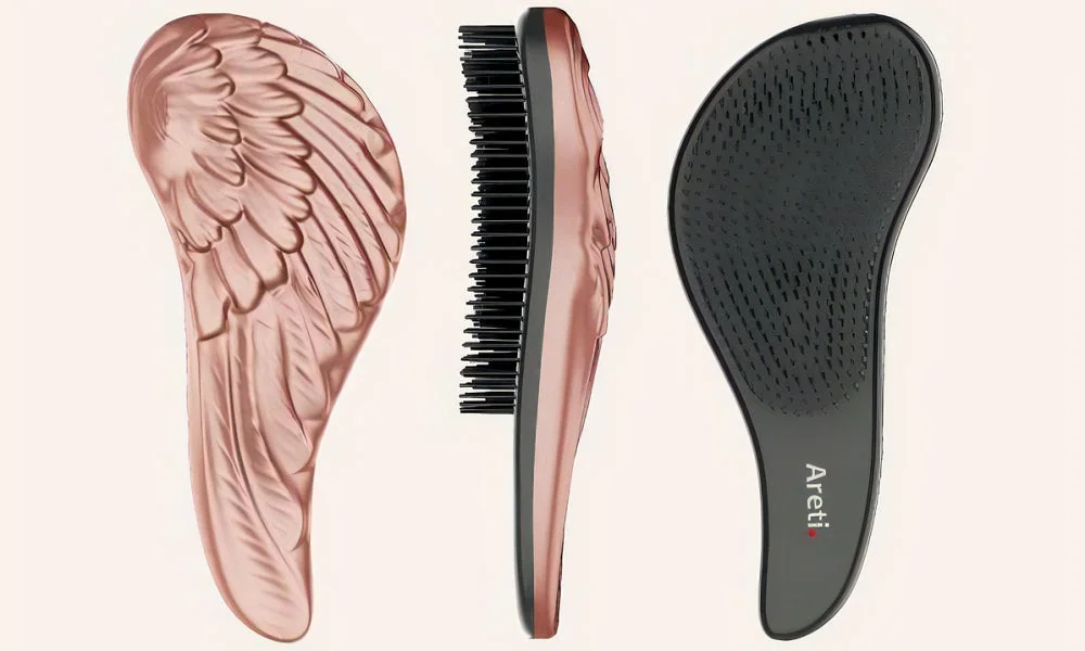 天使の羽のようなローズゴールドのヘアブラシ